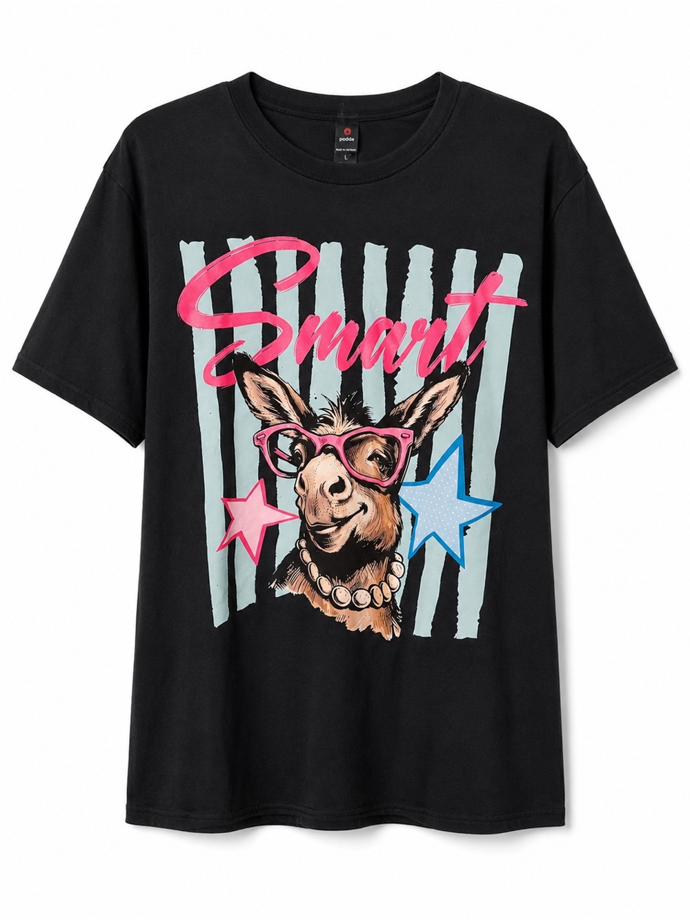 Black 'Smart' Graphic Tee with Pink Accents by Odabash